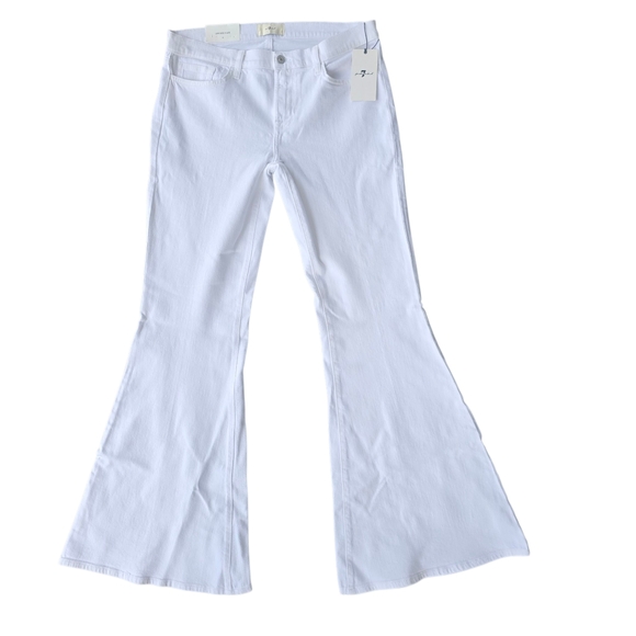 7 For All Mankind White Mega Flare Jeans Low Rise Size 31 NWT - Picture 1 of 7
